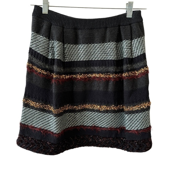 TORY BURCH SKIRT SP WOOL BLD METALLIC THREADS STRIPED PARTY HOLIDAY NIGHT OUT - Picture 1 of 10